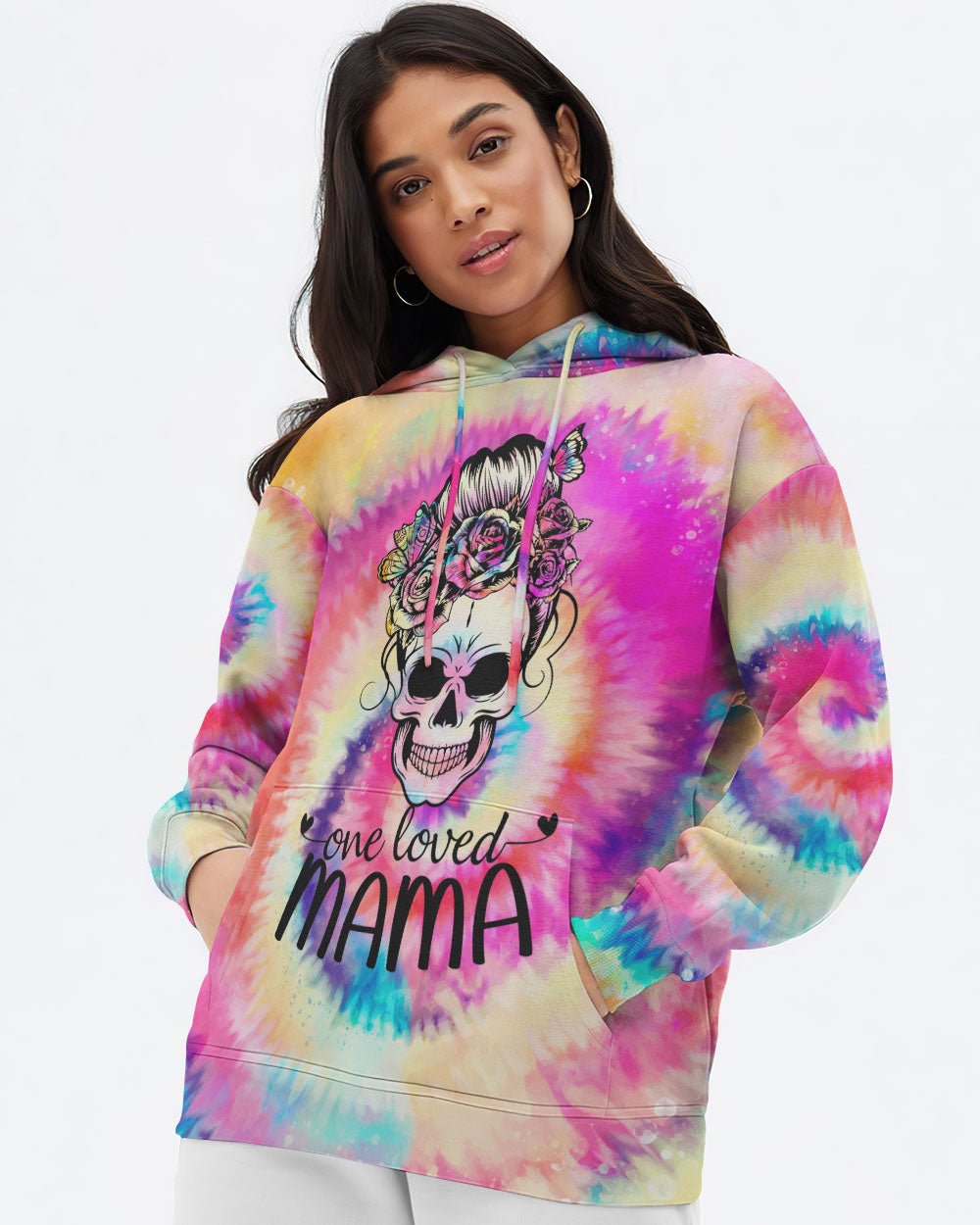 one-loved-mama-messy-bun-tie-dye-womens-skull-hoodie