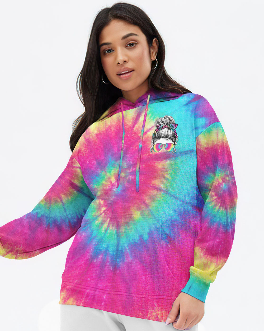 one-loved-mama-messy-bun-tie-dye-womens-skull-hoodie