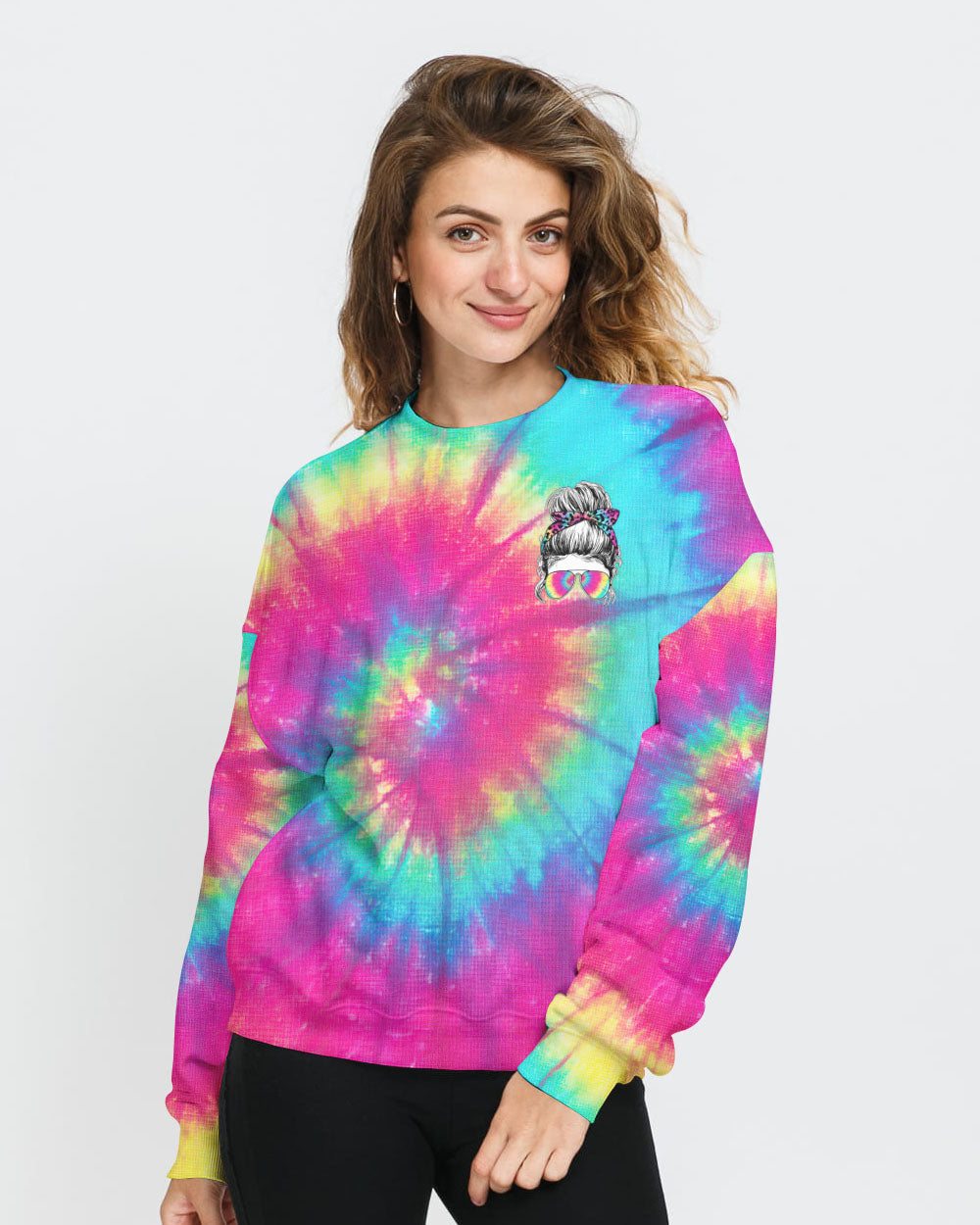 one-loved-mama-messy-bun-tie-dye-womens-skull-sweatshirt