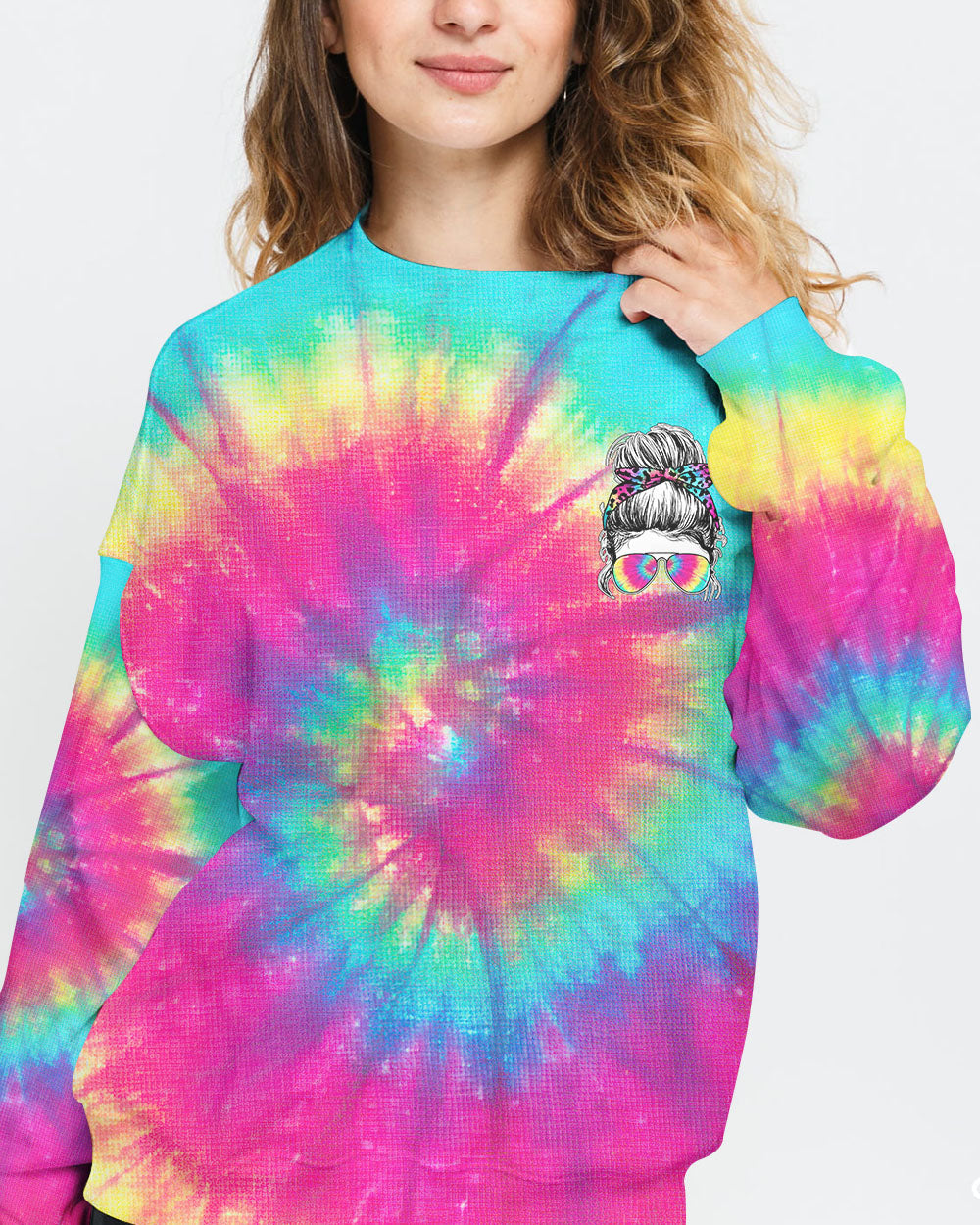 one-loved-mama-messy-bun-tie-dye-womens-skull-sweatshirt