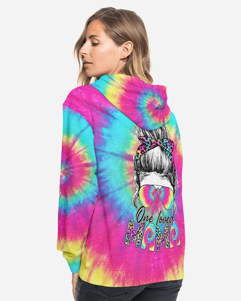 one-loved-mama-messy-bun-tie-dye-womens-skull-hoodie