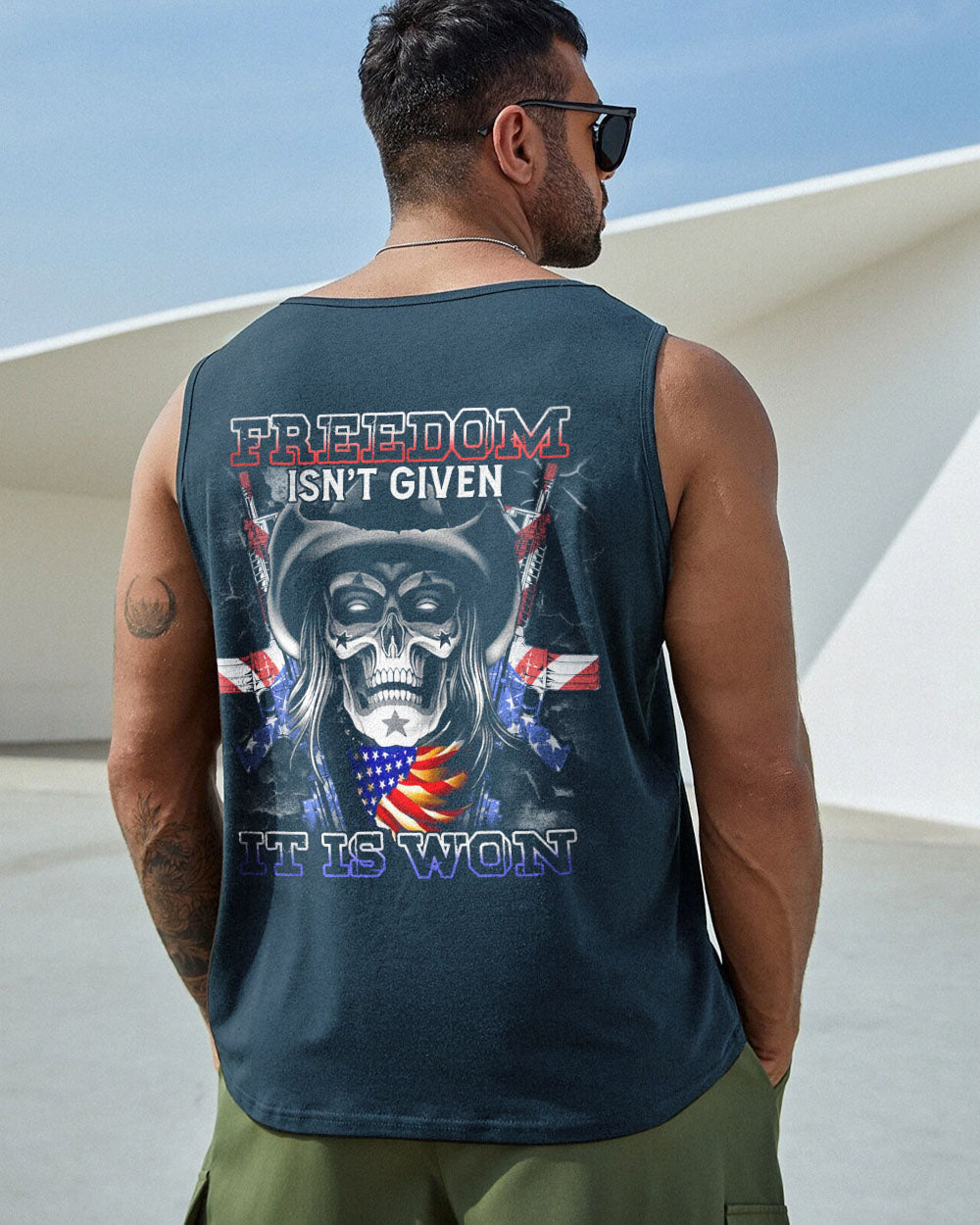 freedom-isnt-given-skull-mens-patriotic-tank-top