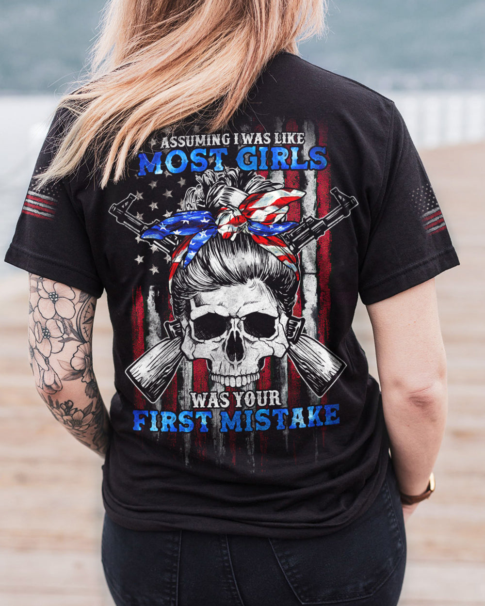 assuming-i-was-like-most-girls-messy-bun-skull-womens-patriotic-t-shirt