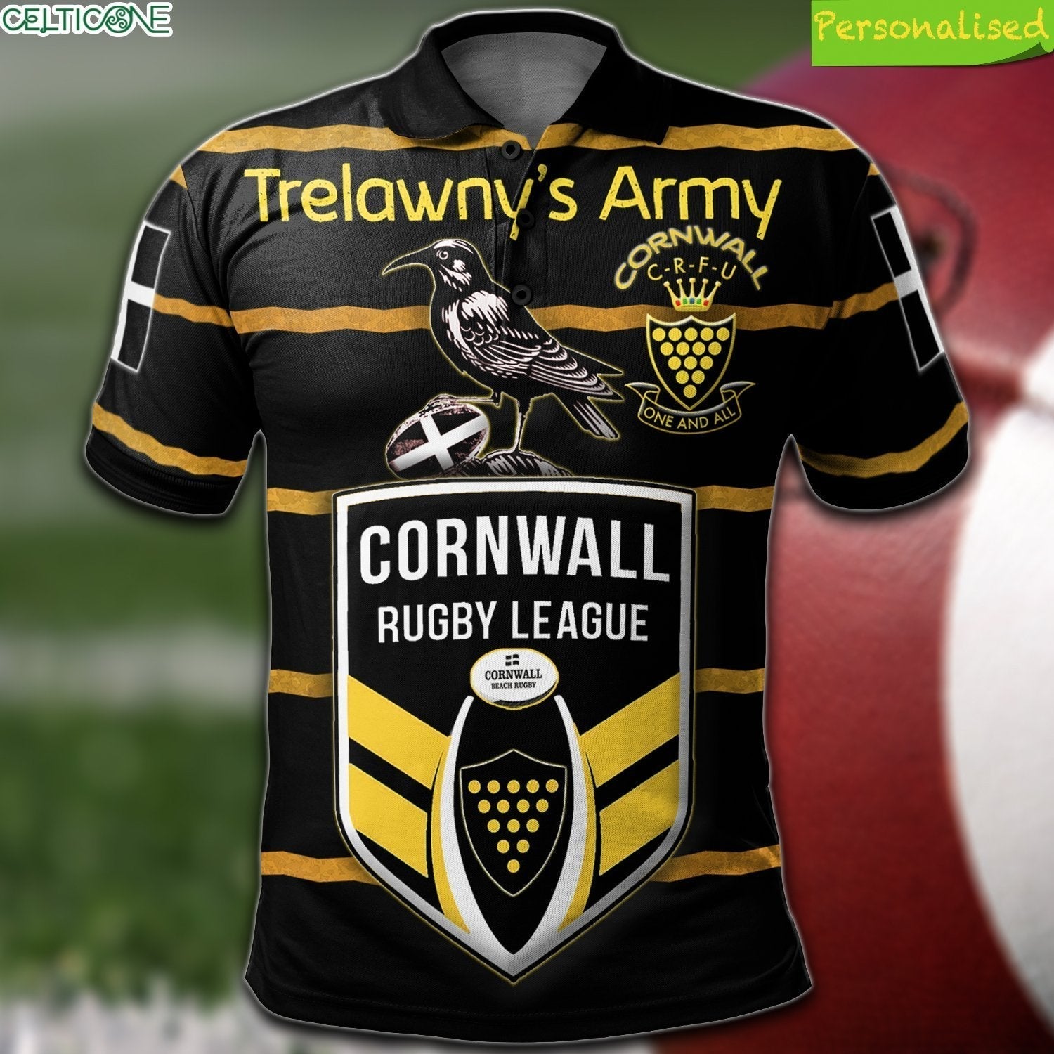 custom-text-cornwall-rugby-league-personalised-polo-shirt-trelawnys-army-with-cornwall-flag