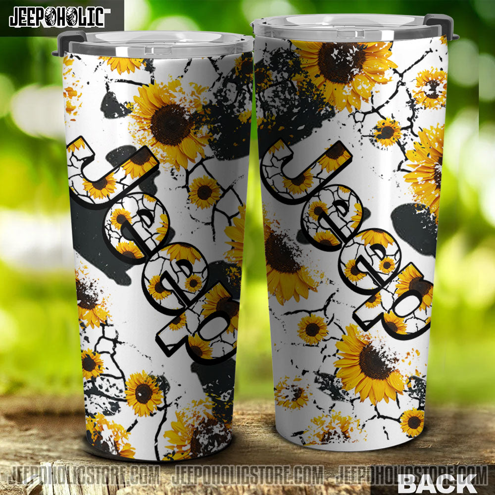 Jeep Sunflower Crack Tumbler