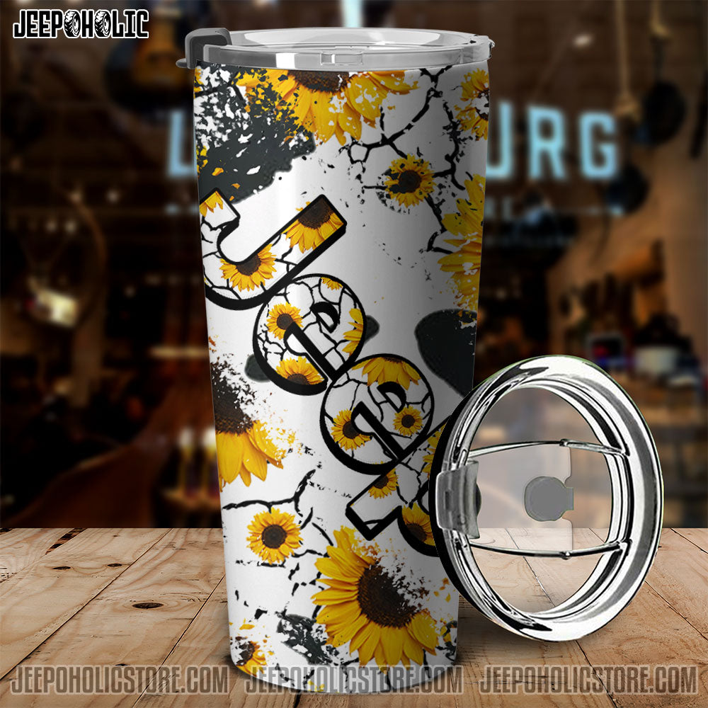 Jeep Sunflower Crack Tumbler