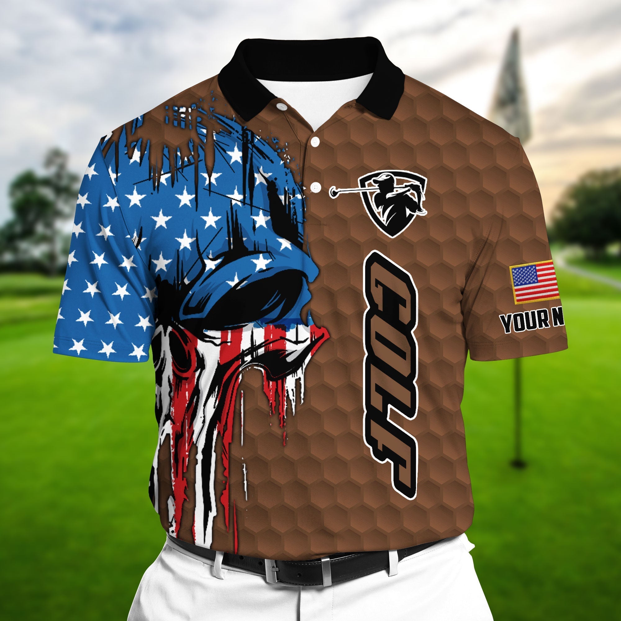 The Best American Skull, Golf Polo Shirts Multicolor Personalized