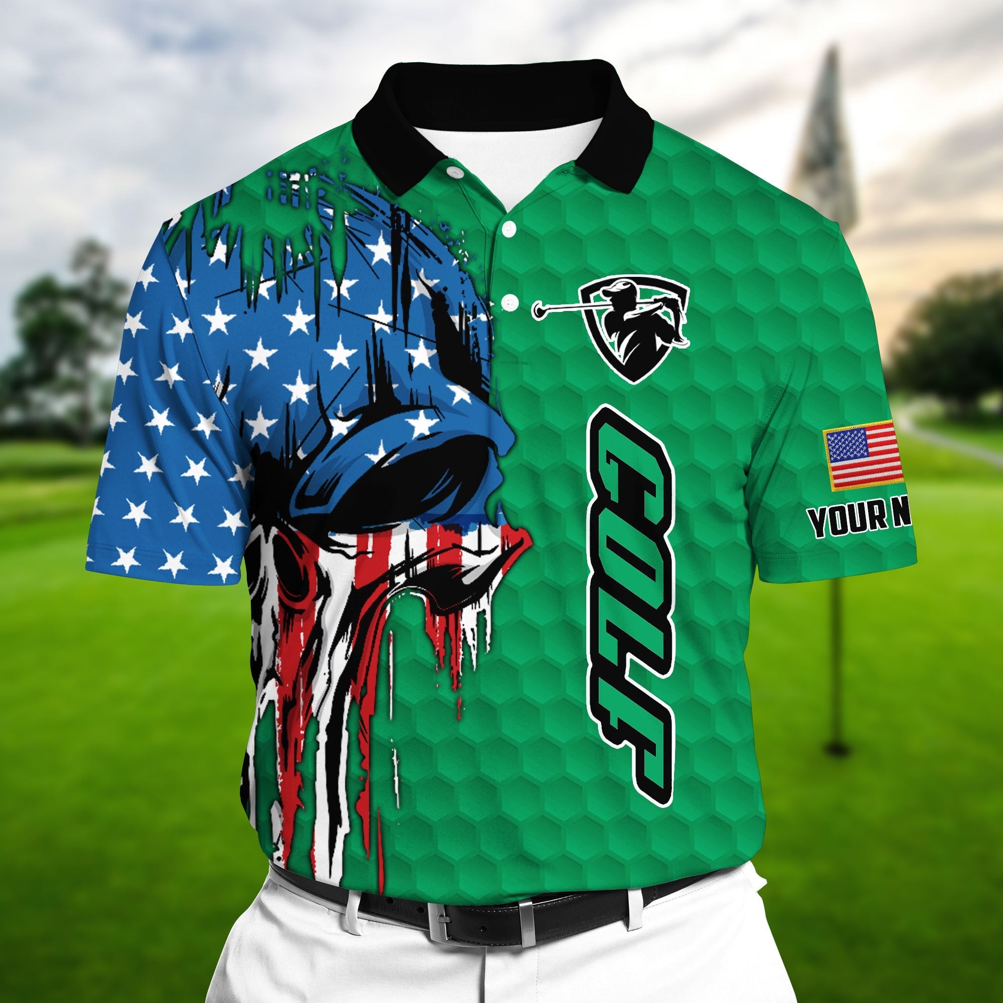 The Best American Skull, Golf Polo Shirts Multicolor Personalized