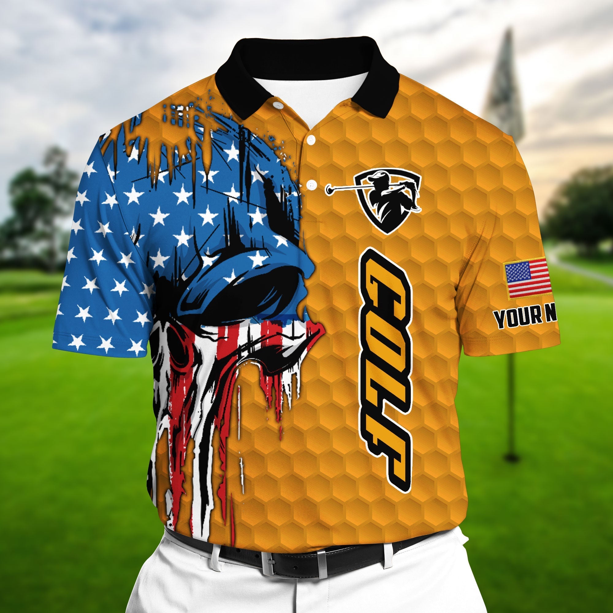 The Best American Skull, Golf Polo Shirts Multicolor Personalized