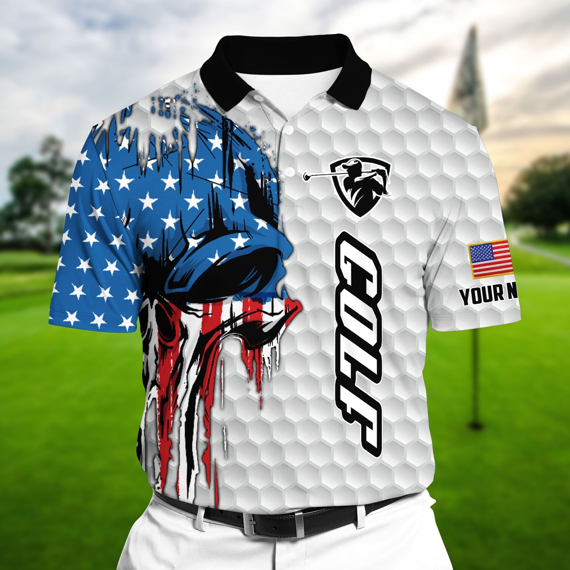 The Best American Skull, Golf Polo Shirts Multicolor Personalized