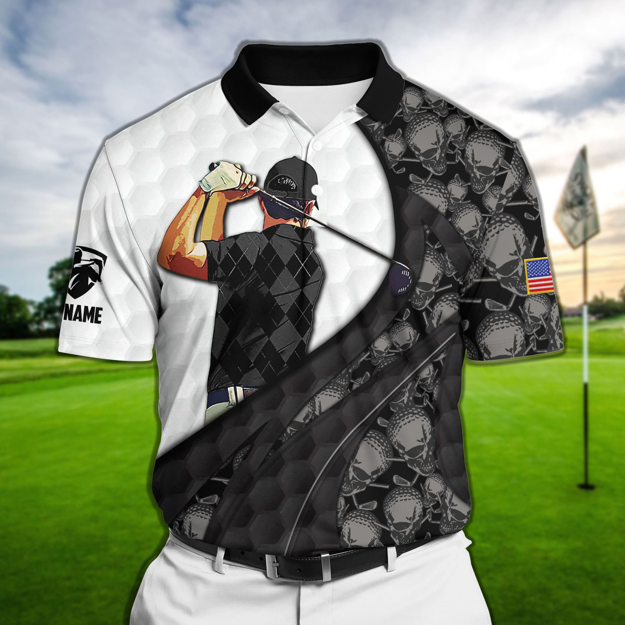 The Coolest Skull Golf Polo Shirts Multicolored Personalized