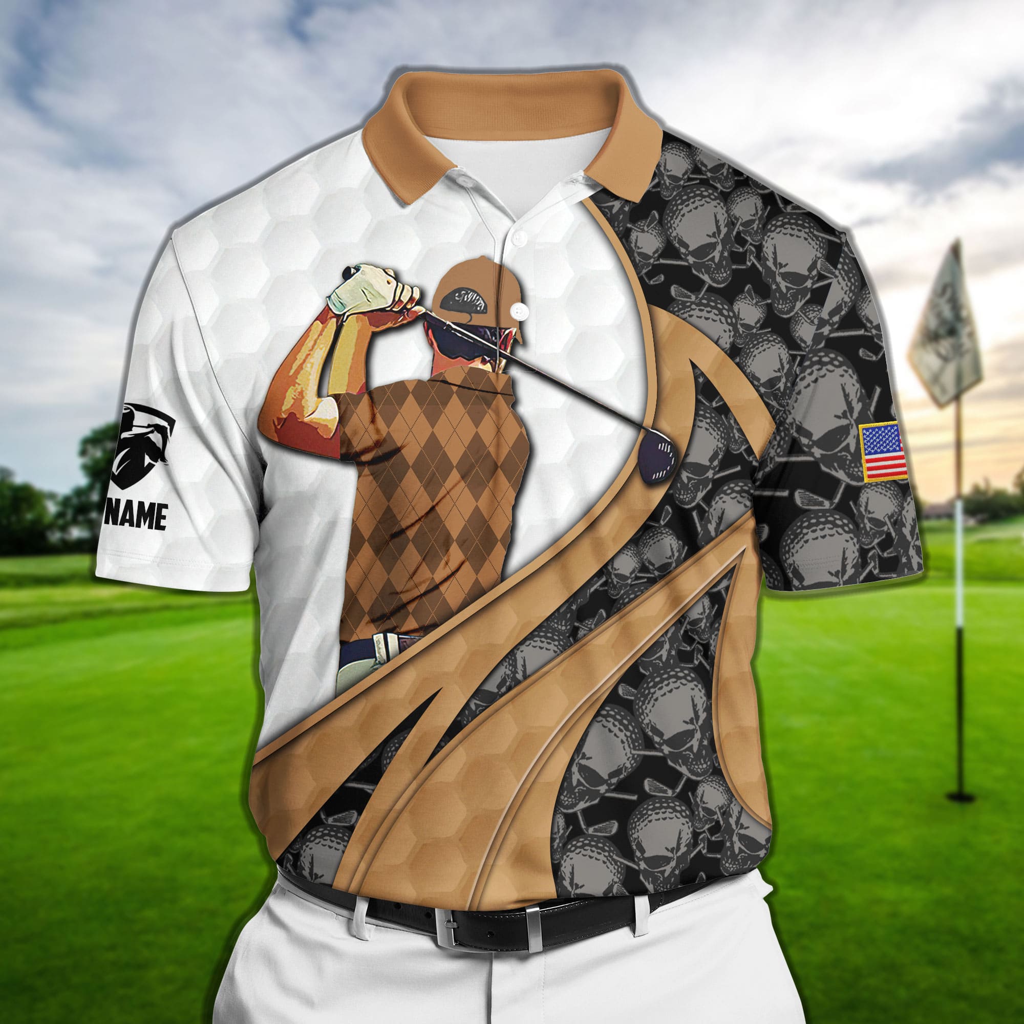 The Coolest Skull Golf Polo Shirts Multicolored Personalized