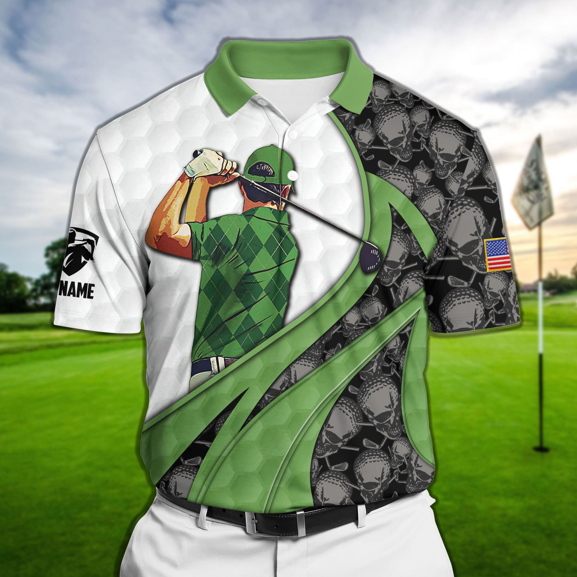 The Coolest Skull Golf Polo Shirts Multicolored Personalized