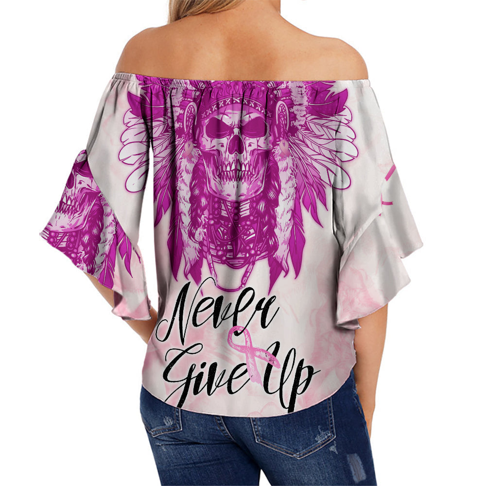 custom-personalised-pink-power-breast-cancer-off-shoulder-waist-wrap-top-never-give-up-native-american-skull