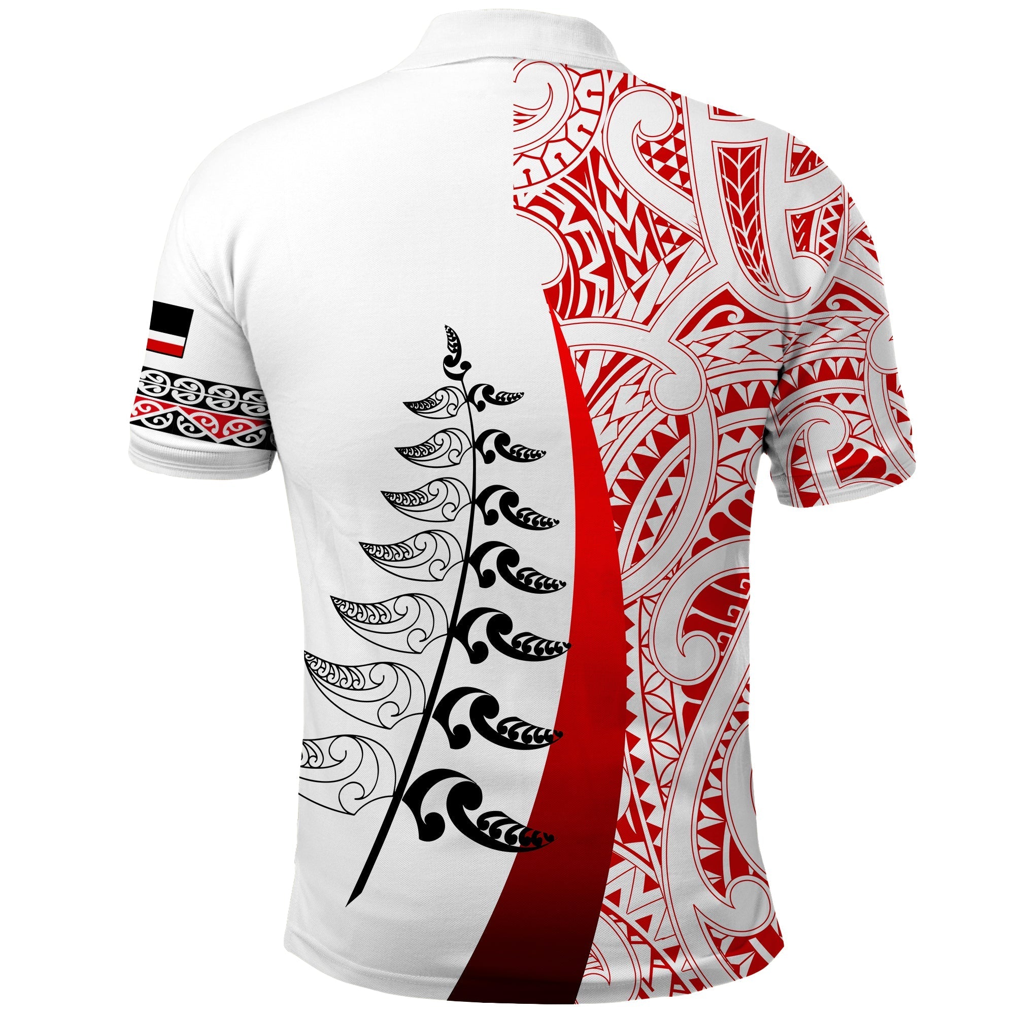 custom-personalised-waitangi-day-polo-shirt-maori-mix-fern-style-white