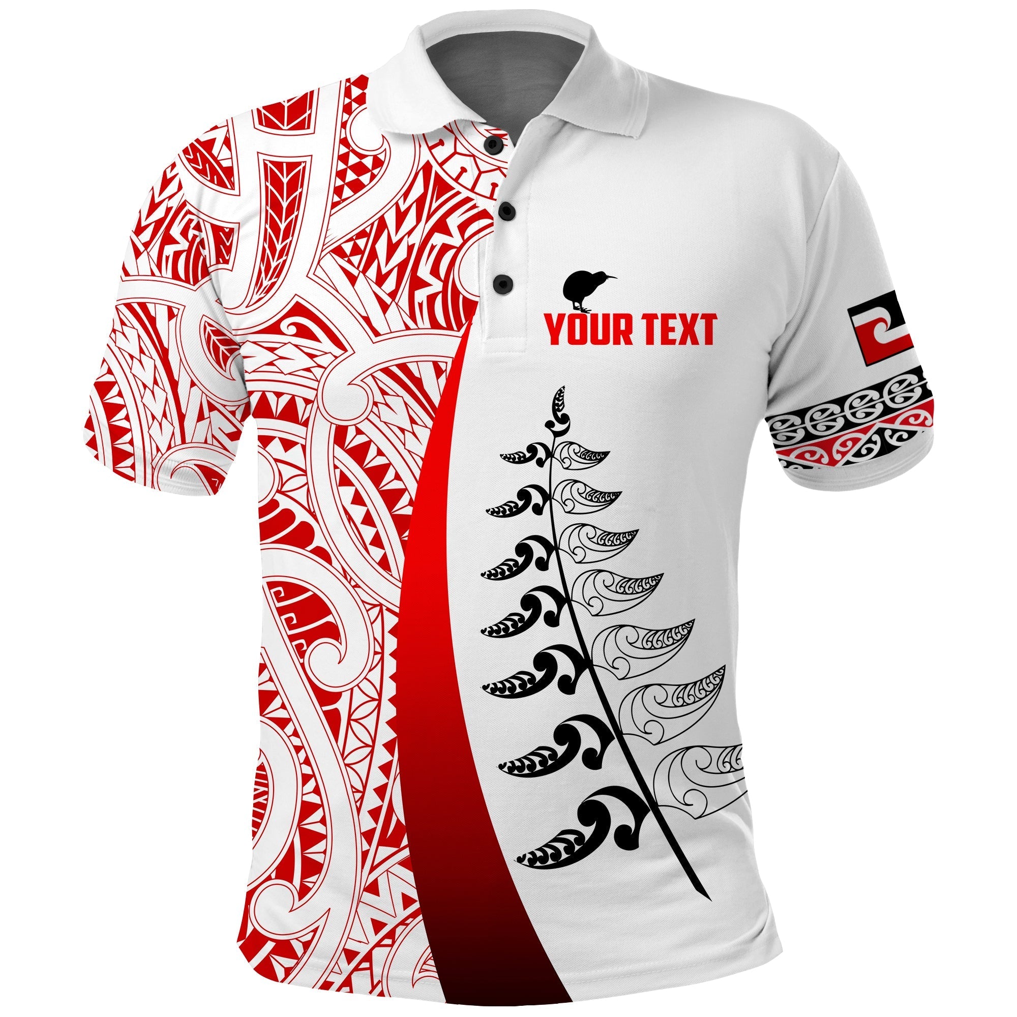 custom-personalised-waitangi-day-polo-shirt-maori-mix-fern-style-white