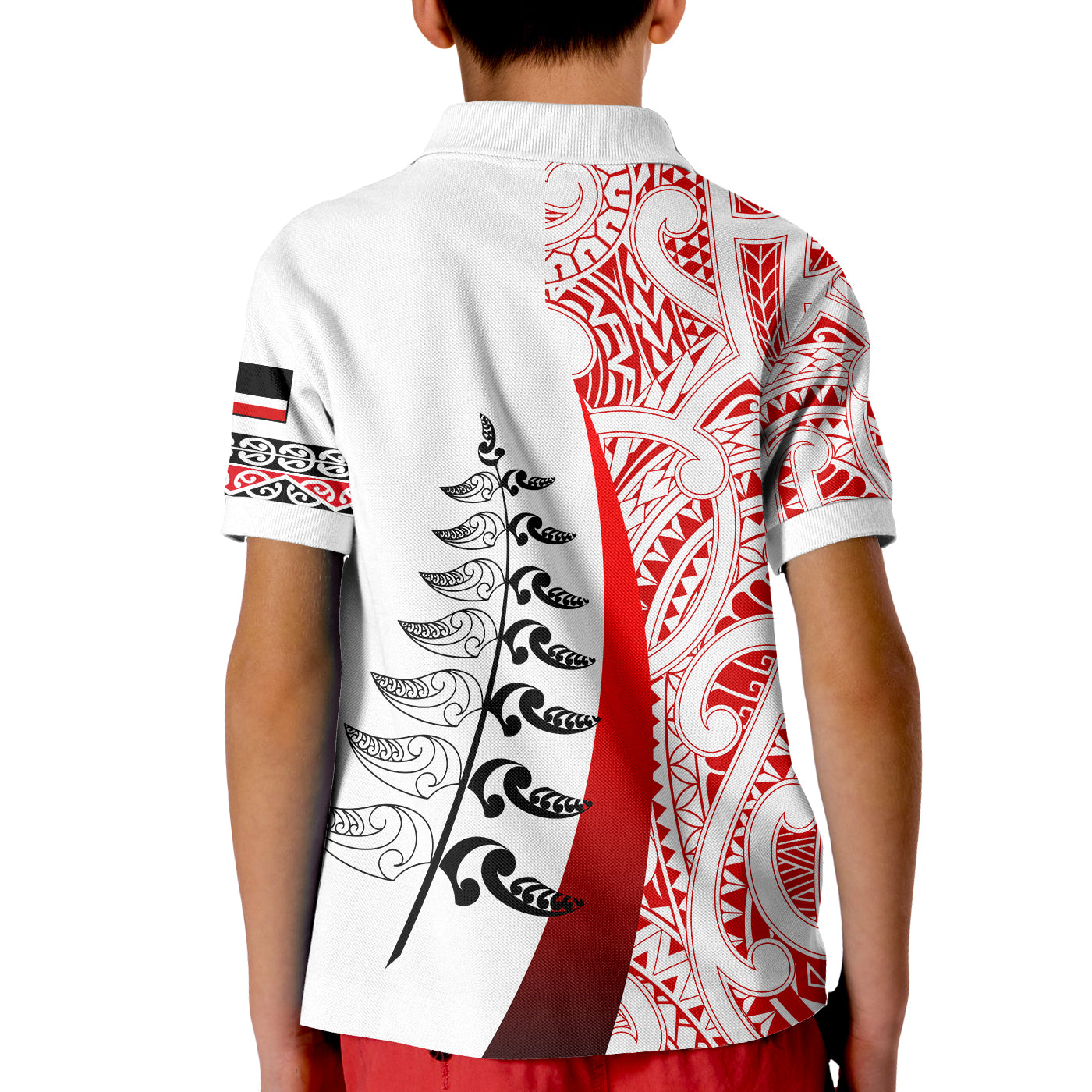 custom-personalised-waitangi-day-polo-shirt-maori-mix-fern-style-white