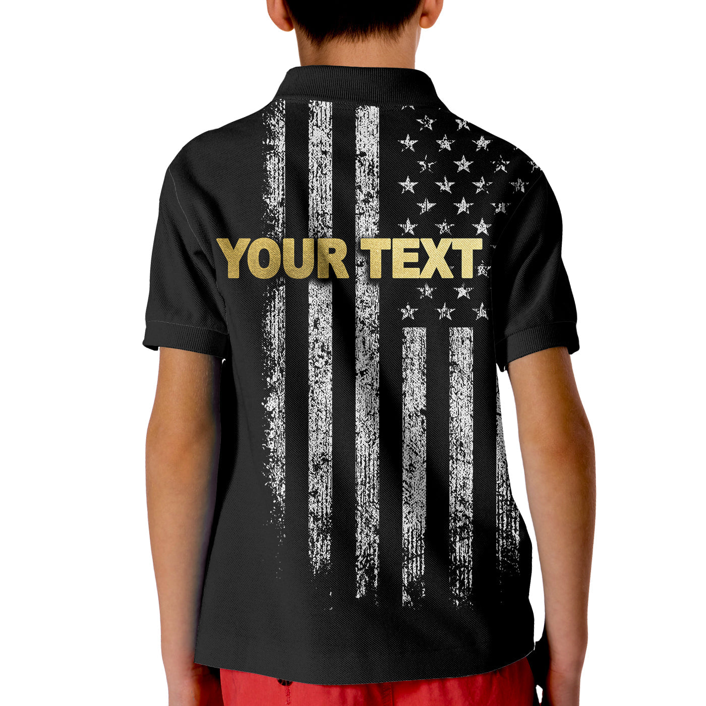 (Custom Personalised) American Flag Father Day Polo Shirt KID LT6