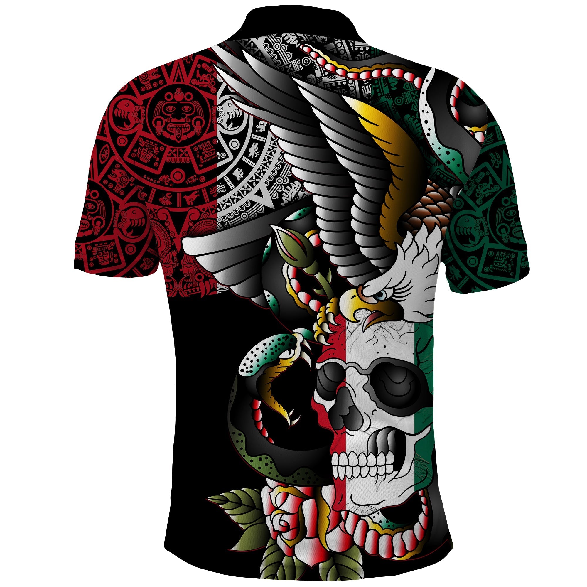 mexico-polo-shirt-mexican-skull-eagle-with-angry-snake