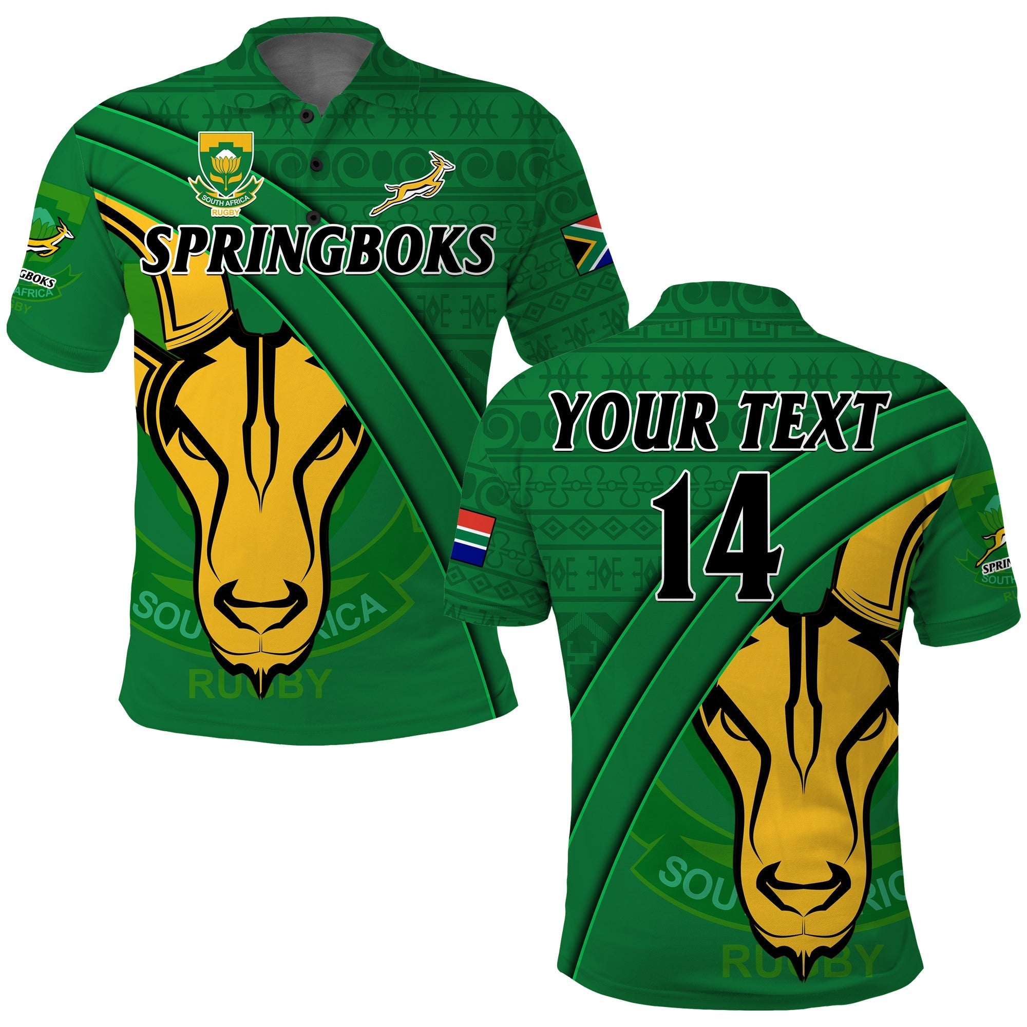 custom-text-and-number-south-africa-rugby-polo-shirt-bokke-springbok-with-african-pattern-stronger-together