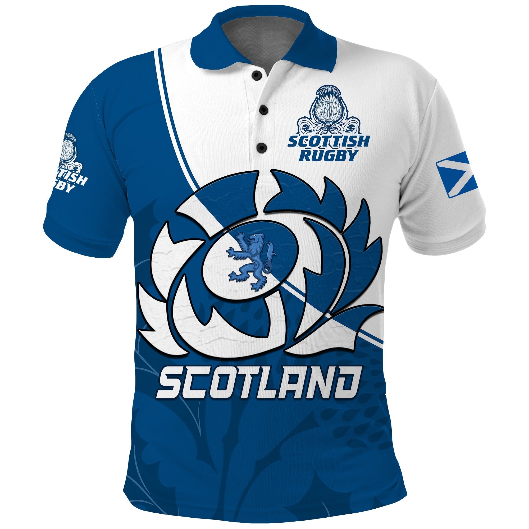 custom-text-and-number-scotland-rugby-polo-shirt-scottish-coat-of-arms-mix-thistle-newest-version