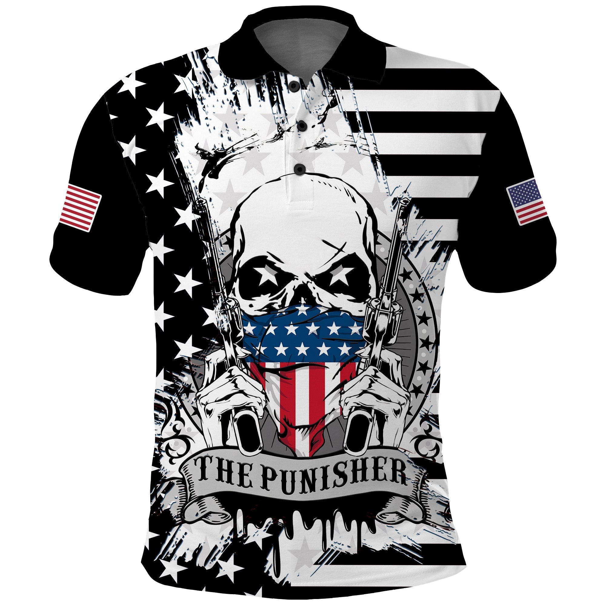 america-polo-shirt-american-flag-punisher-skull-grunge-style