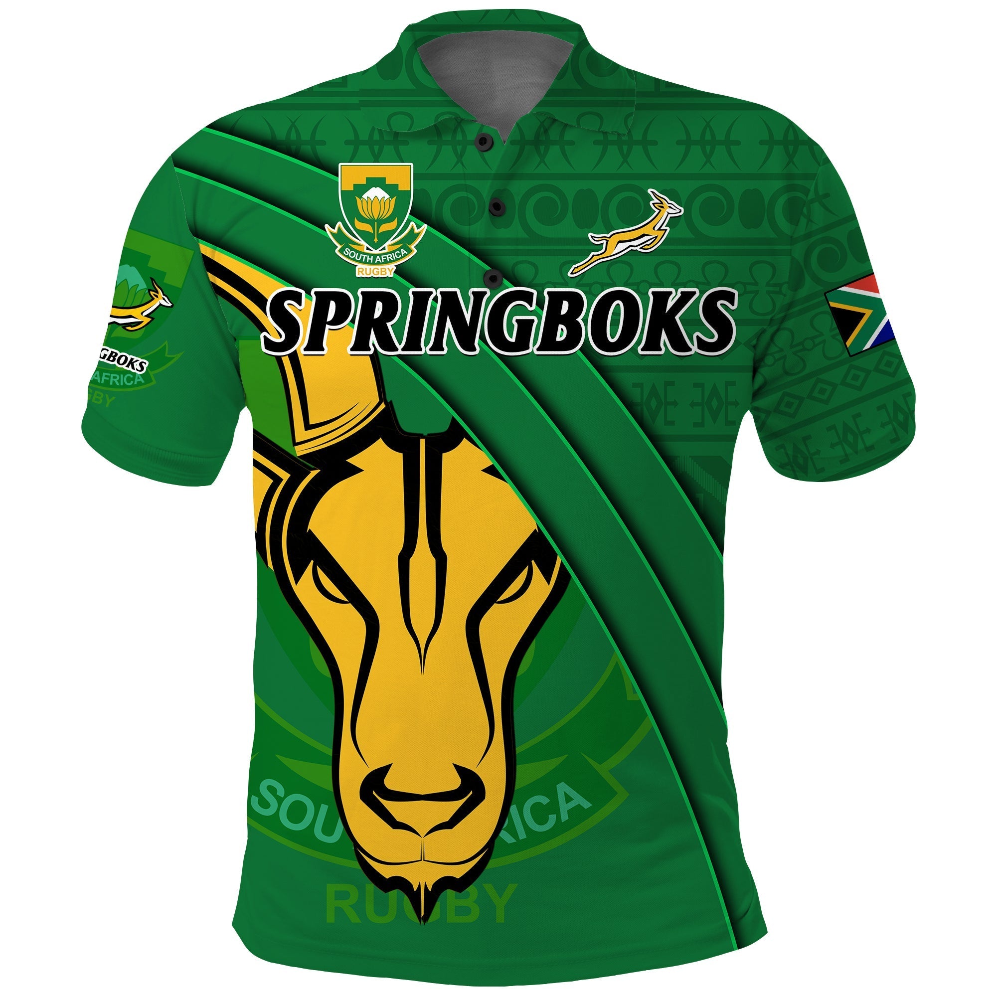 custom-text-and-number-south-africa-rugby-polo-shirt-bokke-springbok-with-african-pattern-stronger-together