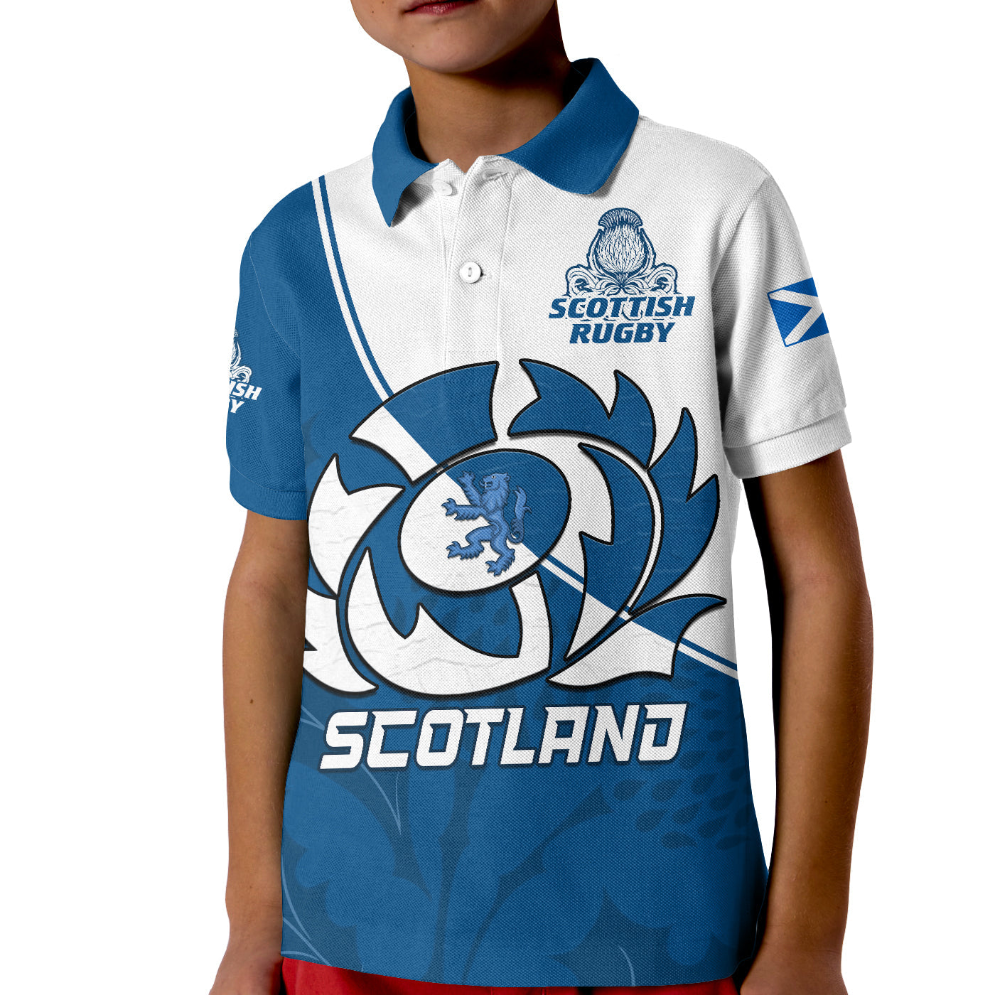 custom-text-and-number-scotland-rugby-polo-shirt-scottish-coat-of-arms-mix-thistle-newest-version