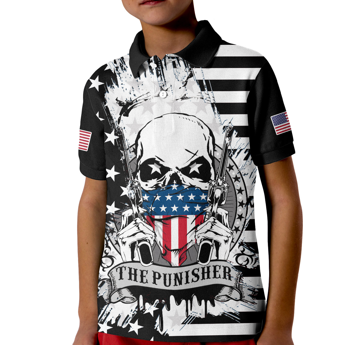 america-polo-shirt-american-flag-punisher-skull-grunge-style