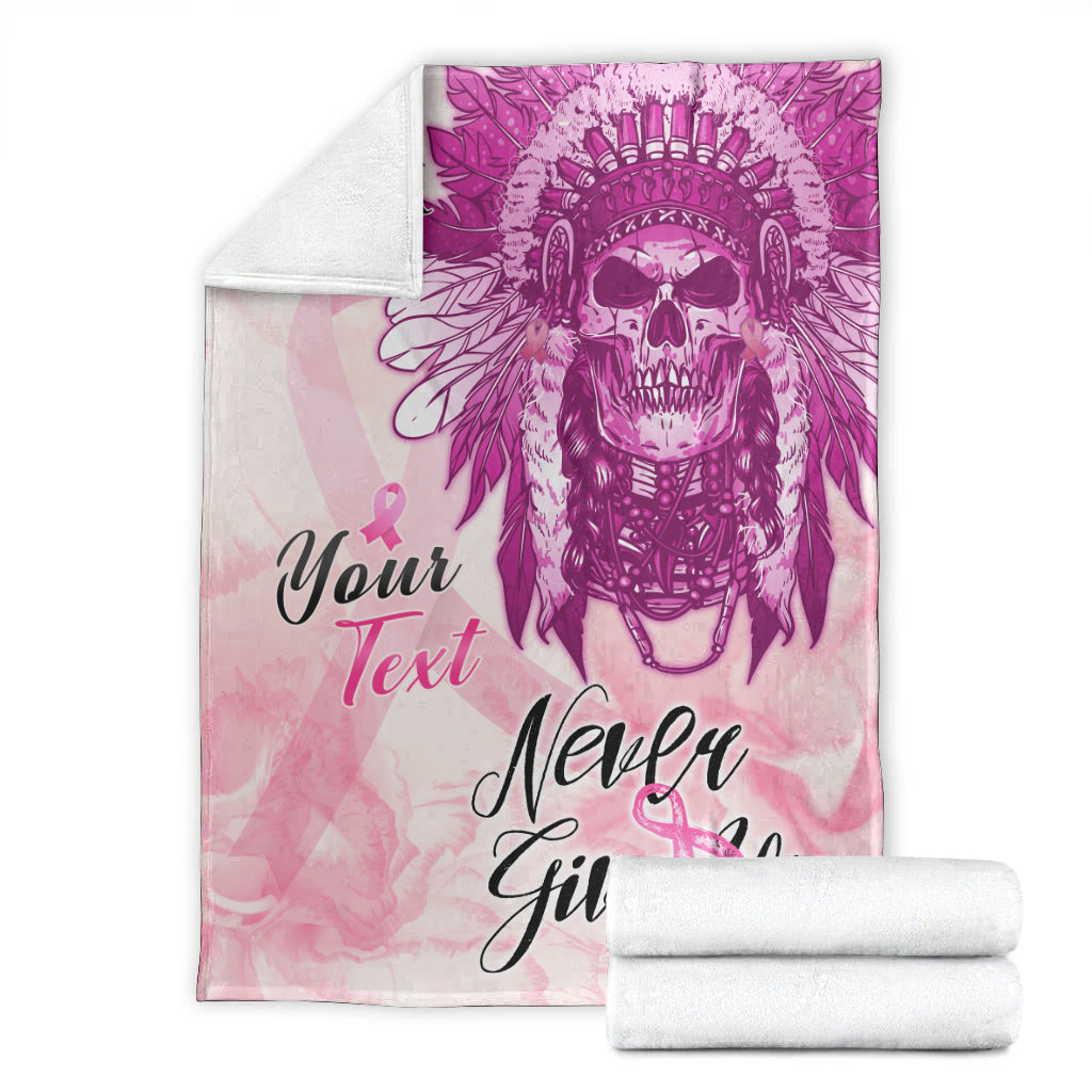 custom-personalised-pink-power-breast-cancer-premium-blanket-never-give-up-native-american-skull