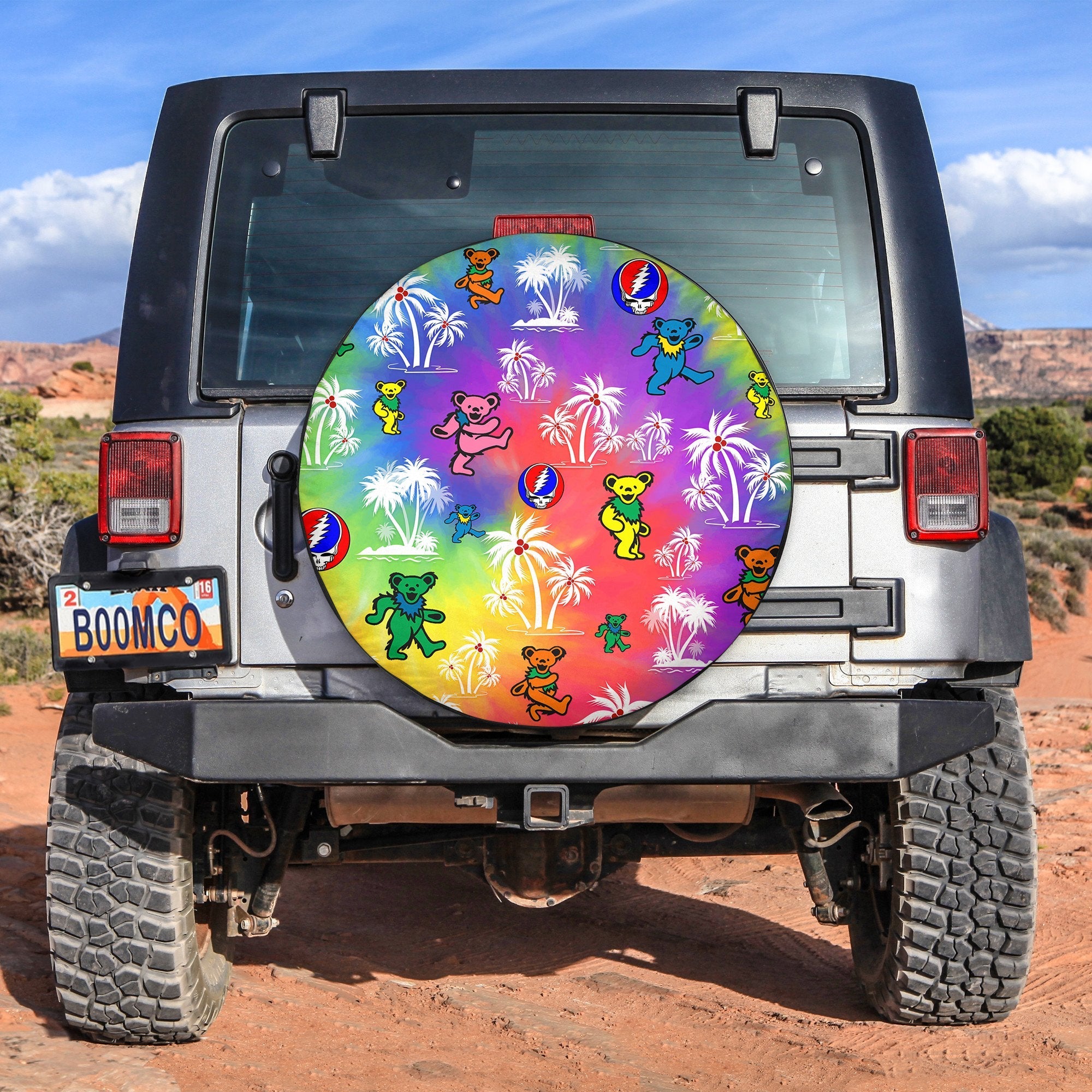 grateful-dead-spare-tire-cover-bears-dancing-in-tie-dye-palms