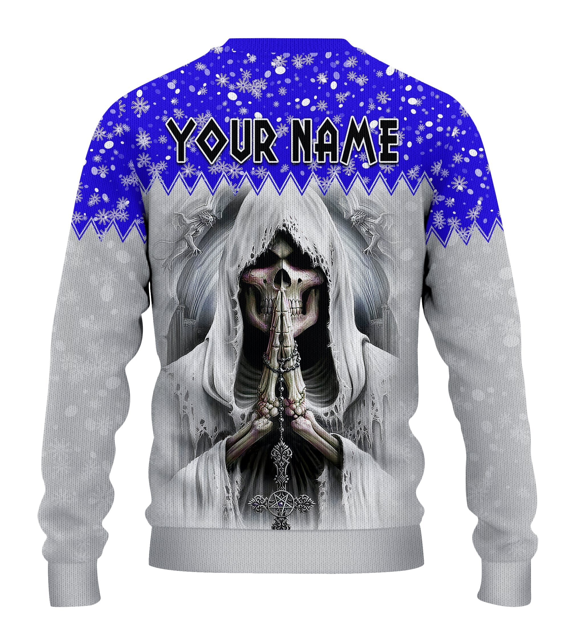 custom-personalised-merry-christmas-gothmas-sweater-grim-reaper-blue