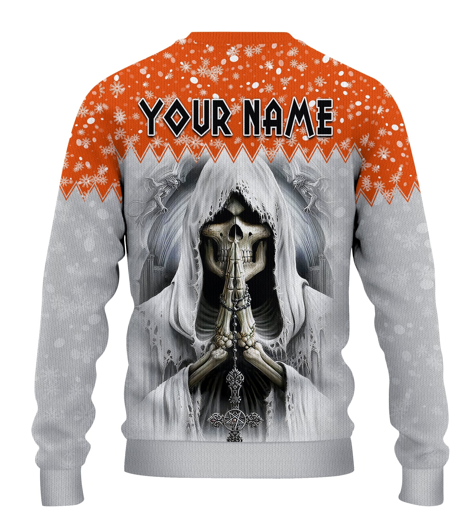 custom-personalised-merry-christmas-gothmas-sweater-grim-reaper-orange