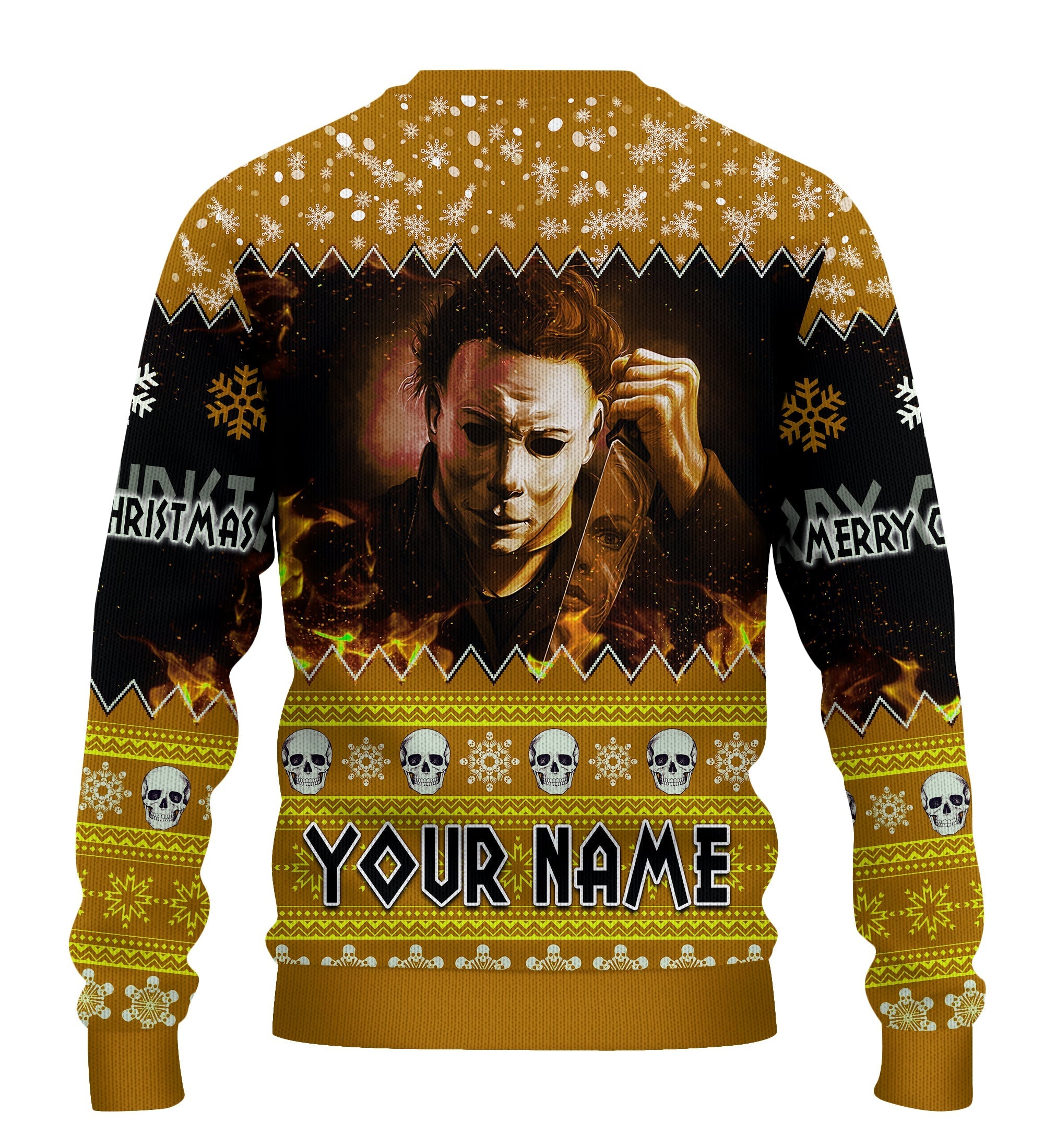 custom-personalised-merry-christmas-gothmas-sweater-michael-myers-horror-gold