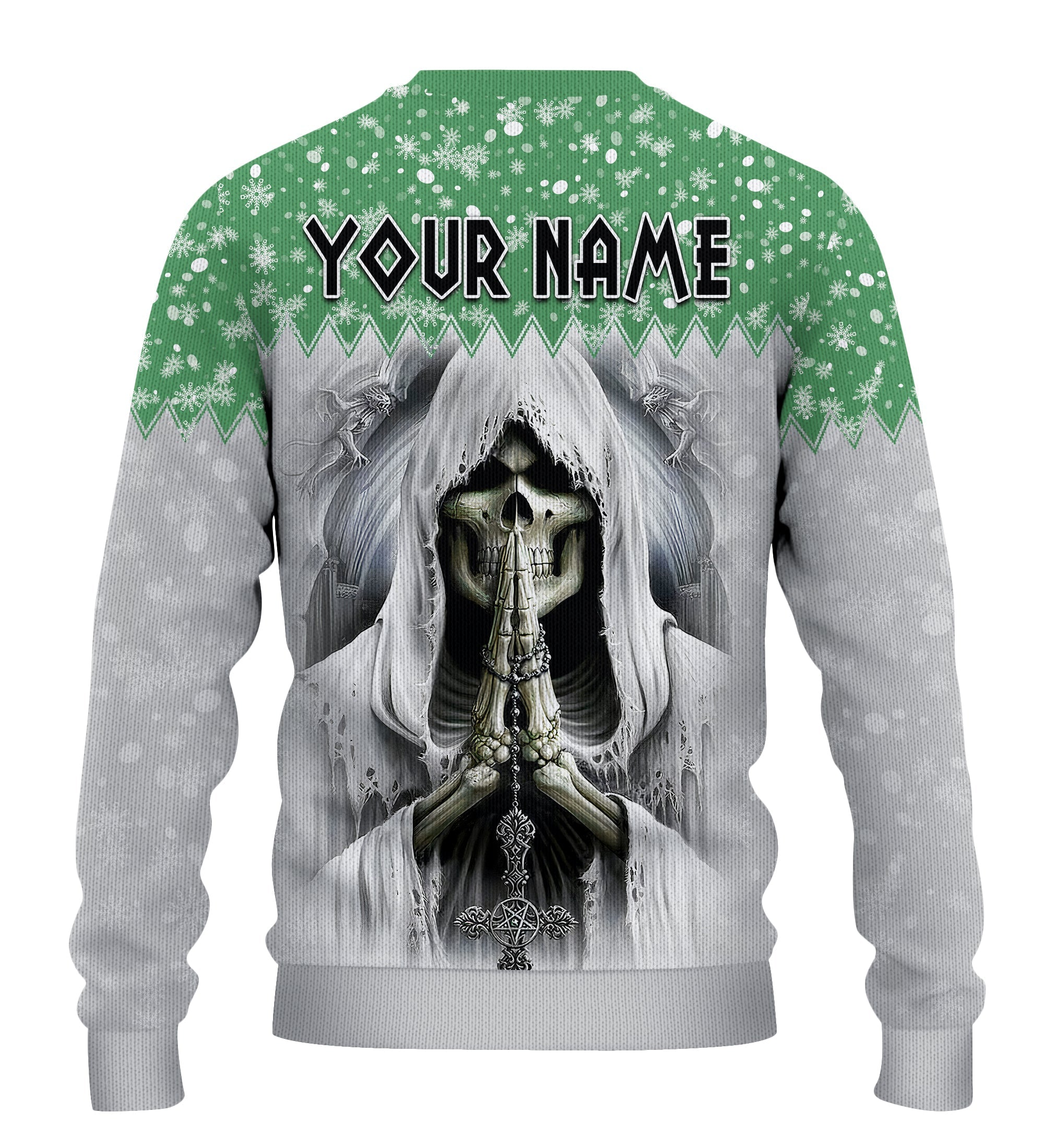 custom-personalised-merry-christmas-gothmas-sweater-grim-reaper-green