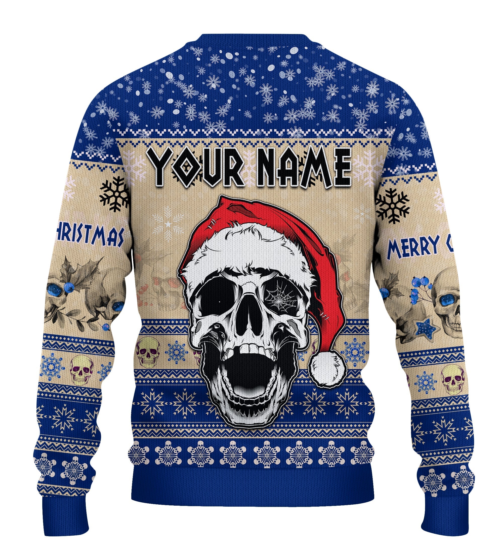 custom-personalised-merry-christmas-gothmas-sweater-scare-skull-blue