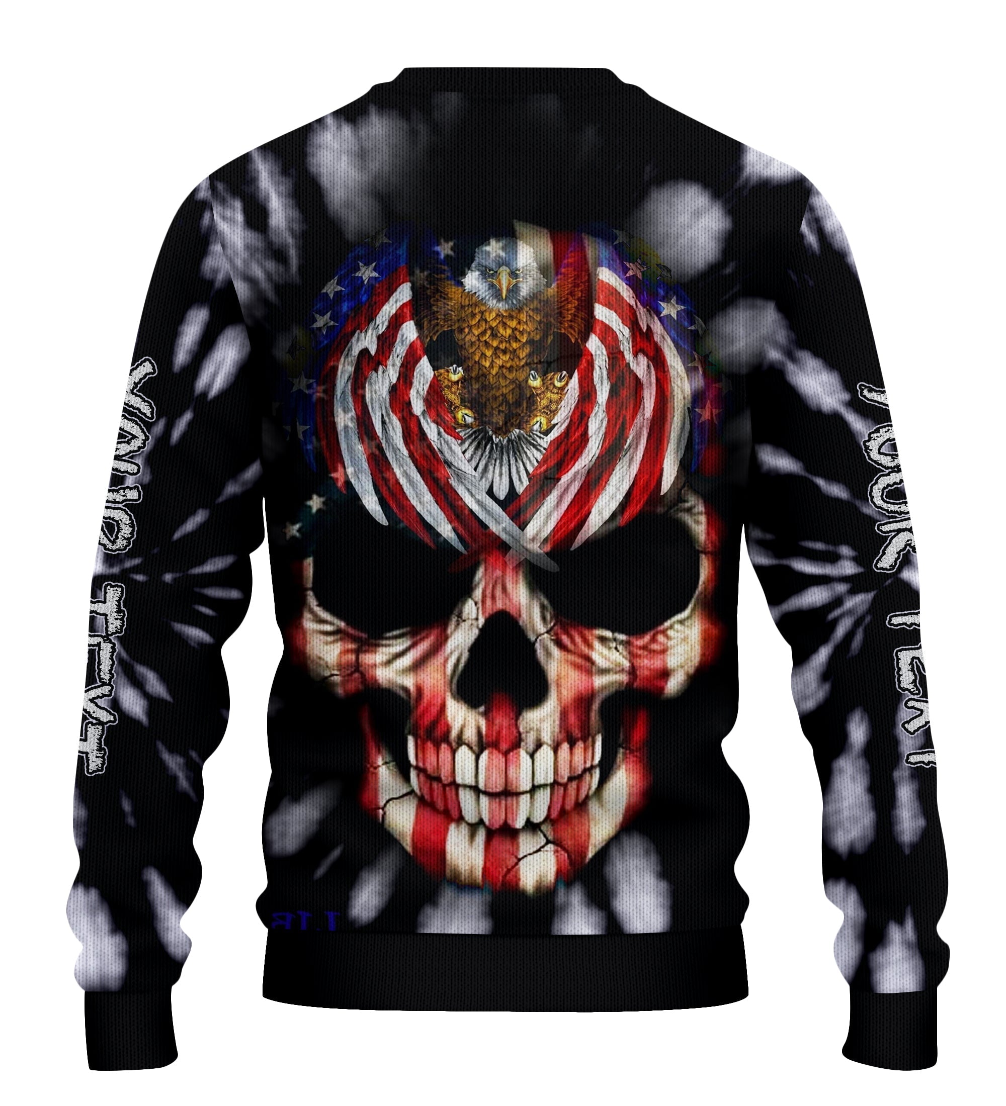 custom-personalised-tie-dye-black-sweater-dark-skull-with-flag-and-eagles