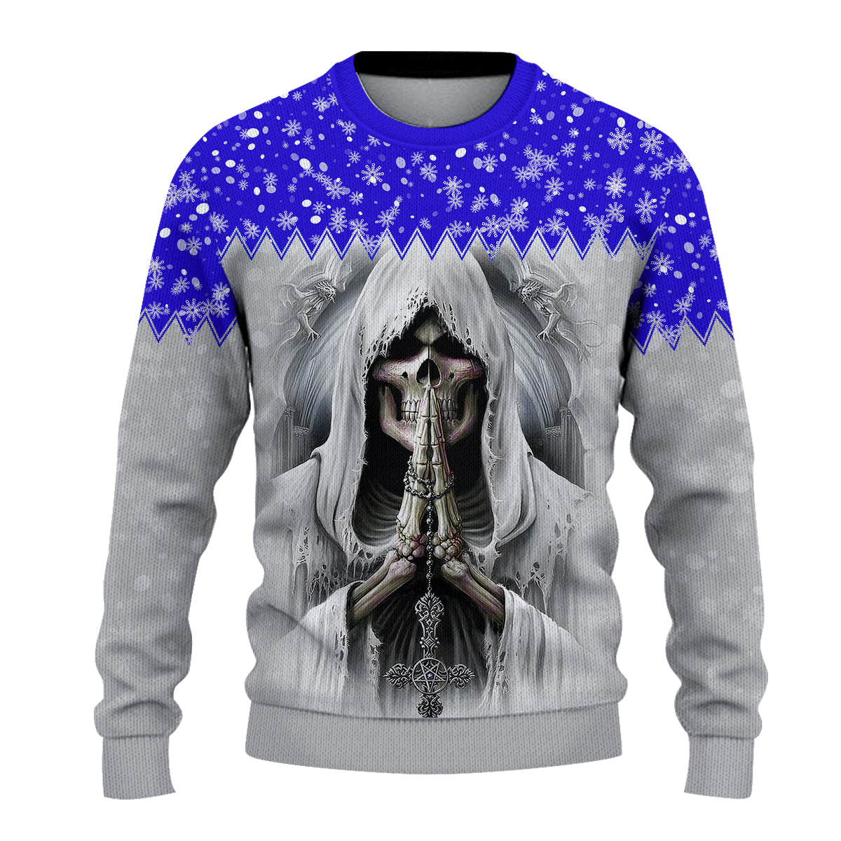 custom-personalised-merry-christmas-gothmas-sweater-grim-reaper-blue