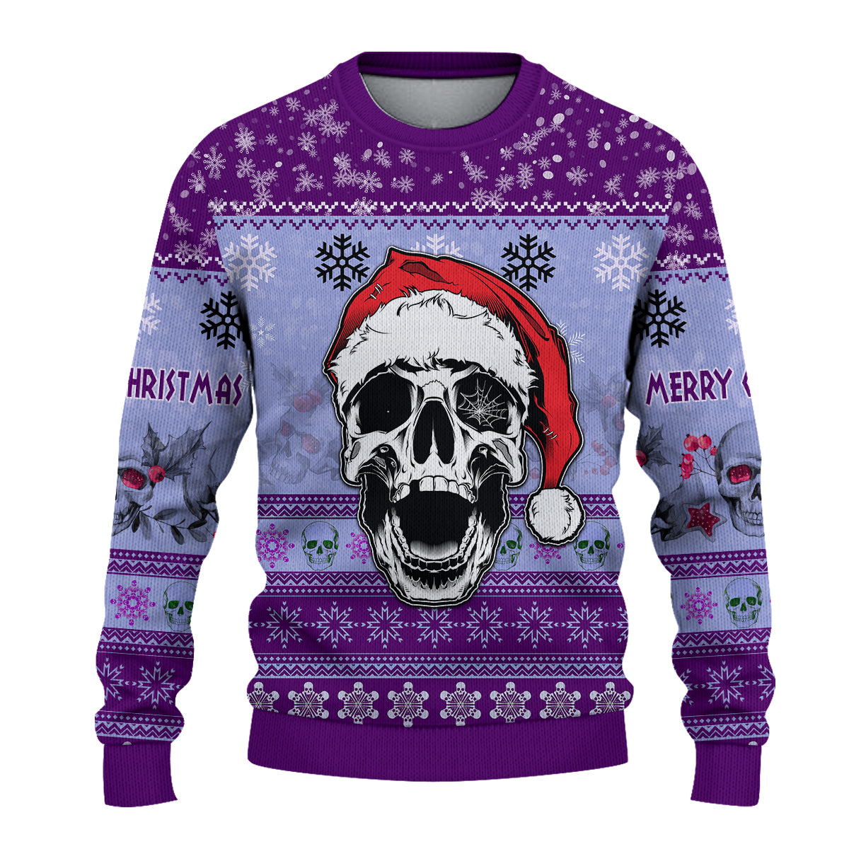 custom-personalised-merry-christmas-gothmas-sweater-scare-skull-purple