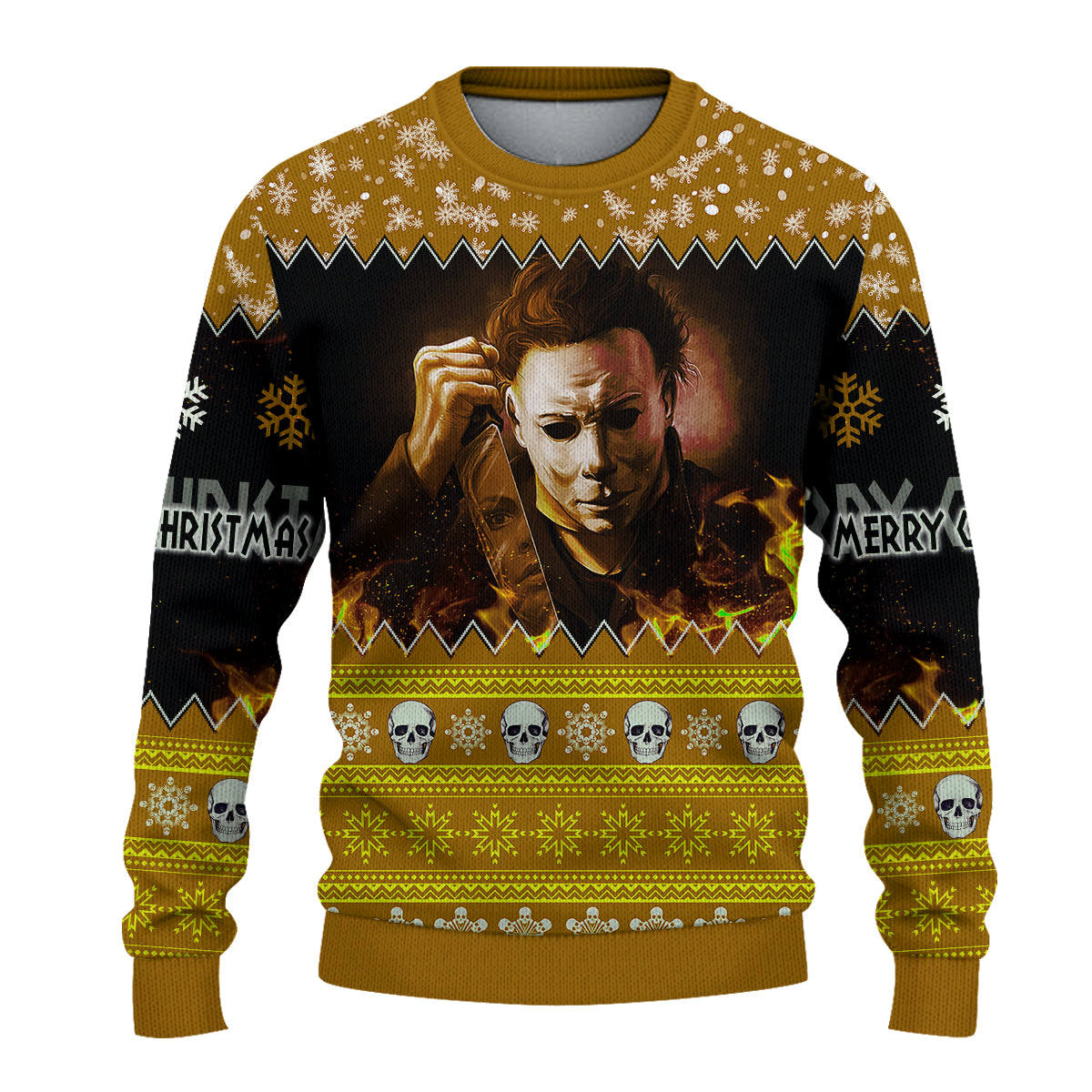 custom-personalised-merry-christmas-gothmas-sweater-michael-myers-horror-gold