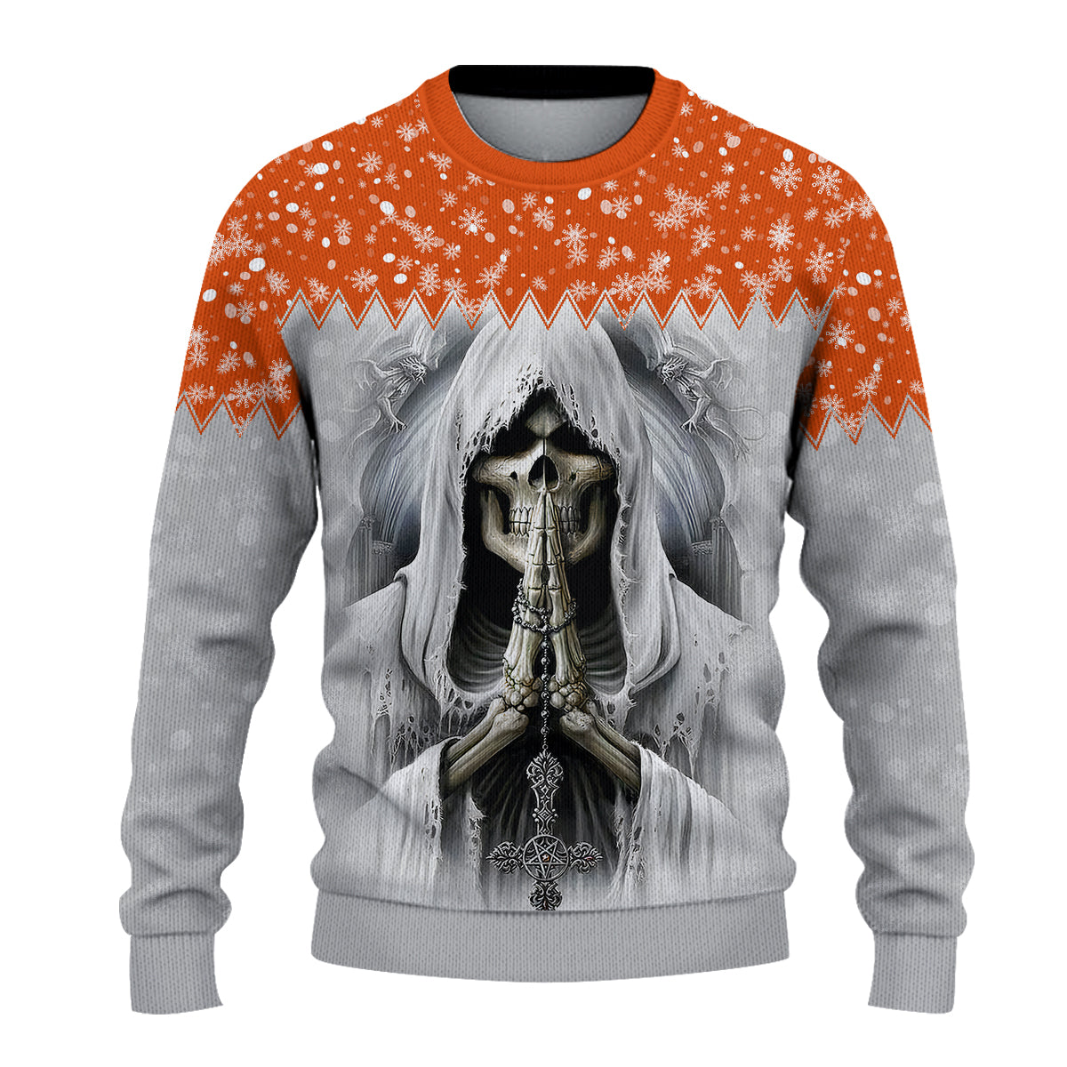 custom-personalised-merry-christmas-gothmas-sweater-grim-reaper-orange