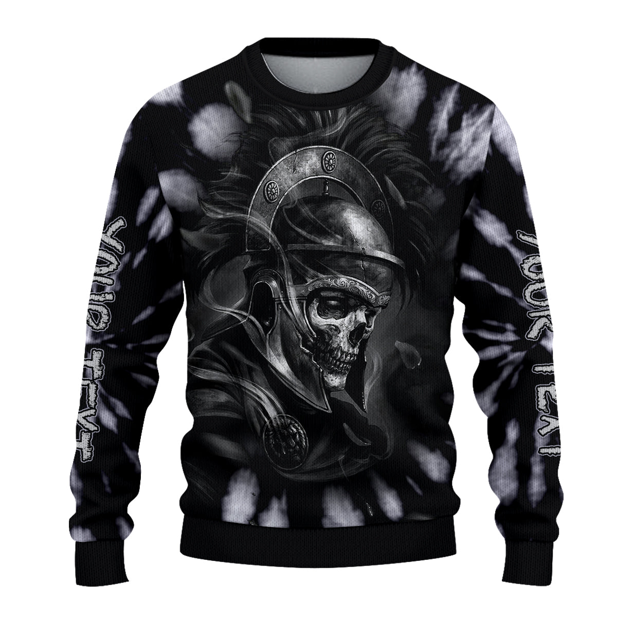 custom-personalised-tie-dye-black-sweater-dark-skull-knight