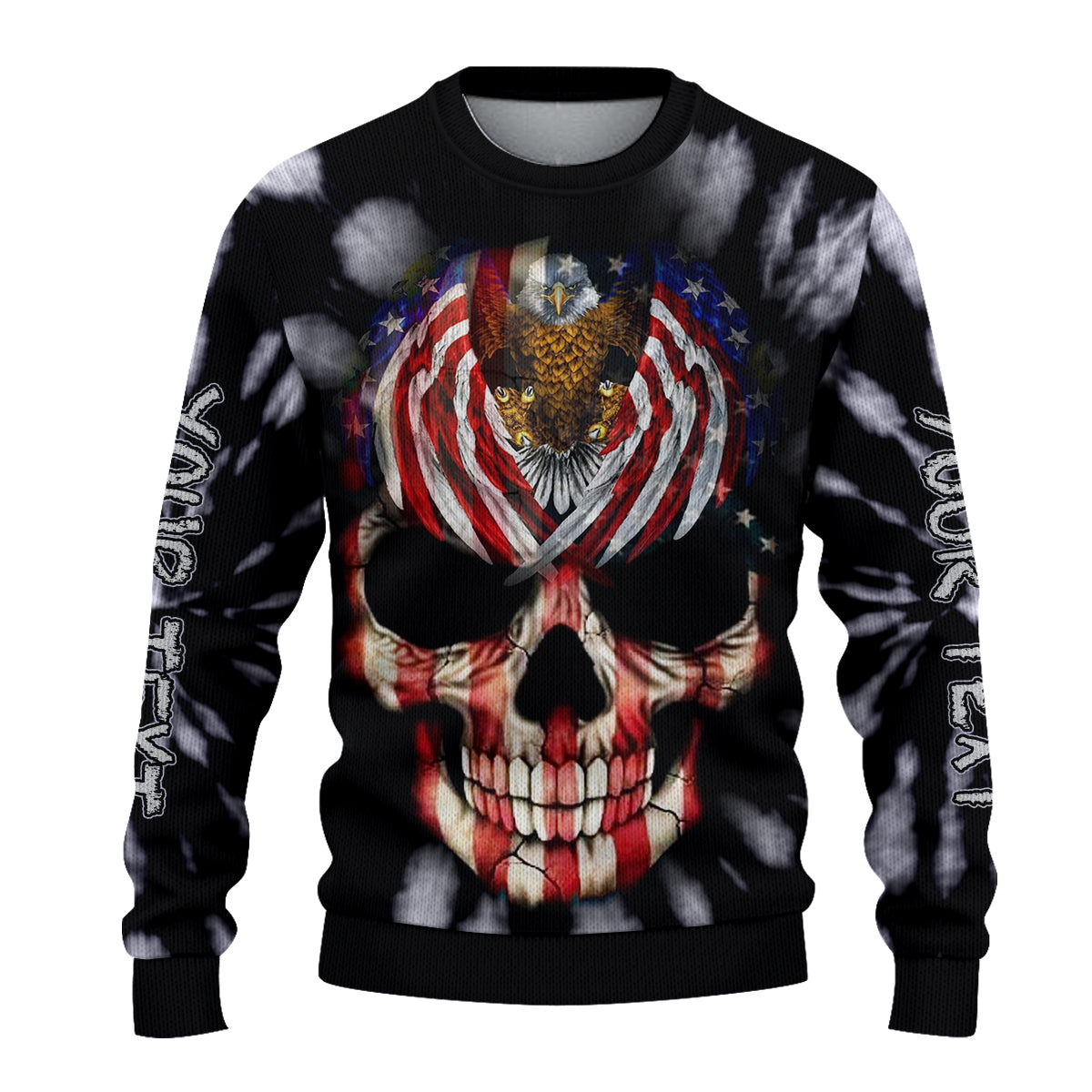 custom-personalised-tie-dye-black-sweater-dark-skull-with-flag-and-eagles