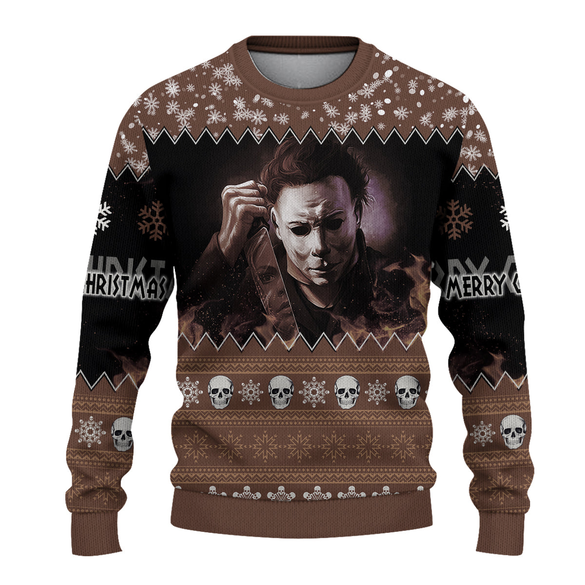 custom-personalised-merry-christmas-gothmas-sweater-michael-myers-horror-brown