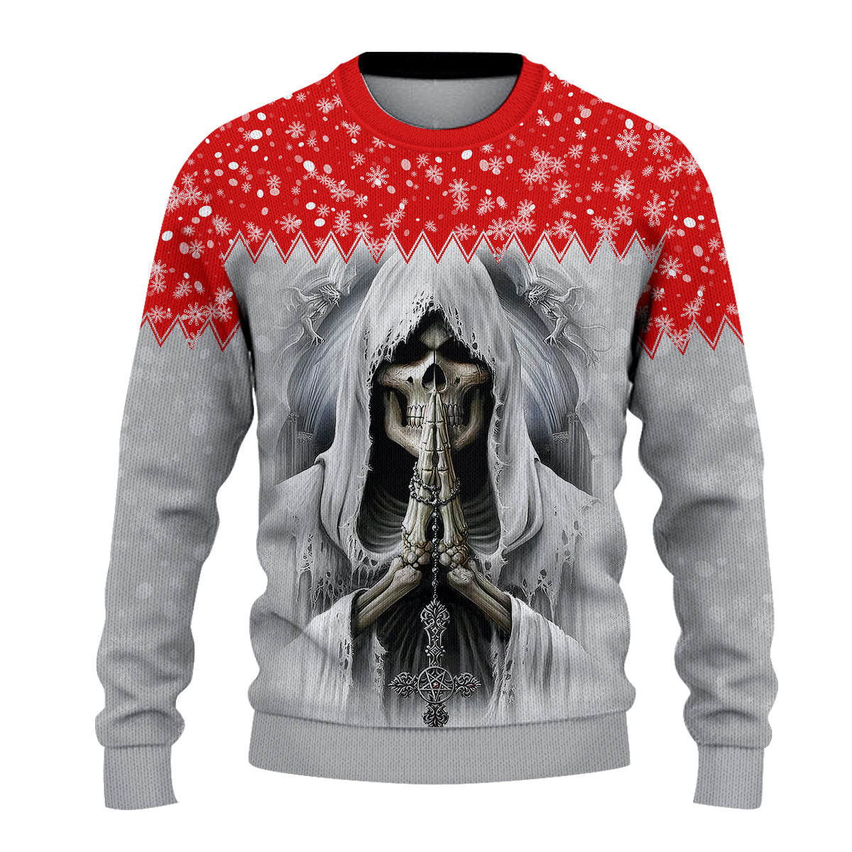 custom-personalised-merry-christmas-gothmas-sweater-grim-reaper-red