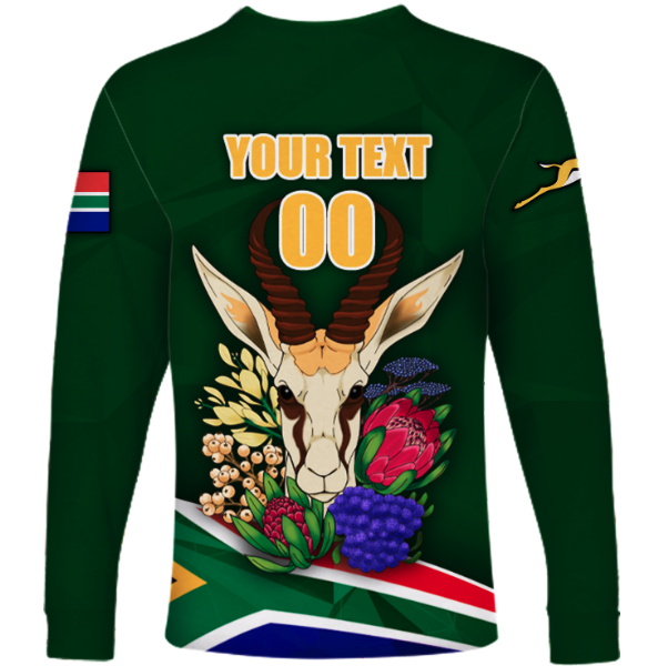 (Custom Personalised)South Africa Springboks Print Long Sleeve Shirt - LT2