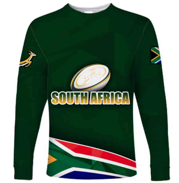 (Custom Personalised)South Africa Springboks Print Long Sleeve Shirt - LT2