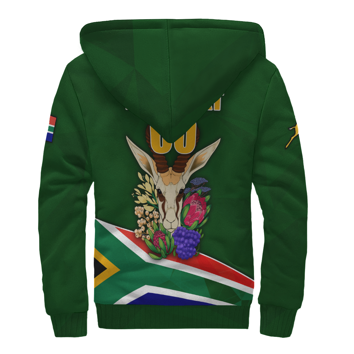 (Custom Personalised)South Africa Springboks Print Sherpa Hoodie - LT2