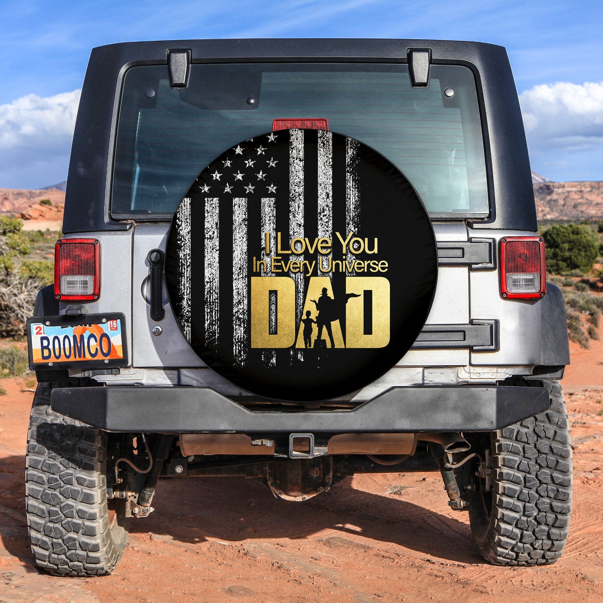 American Flag Father Day Spare Tire Cover 