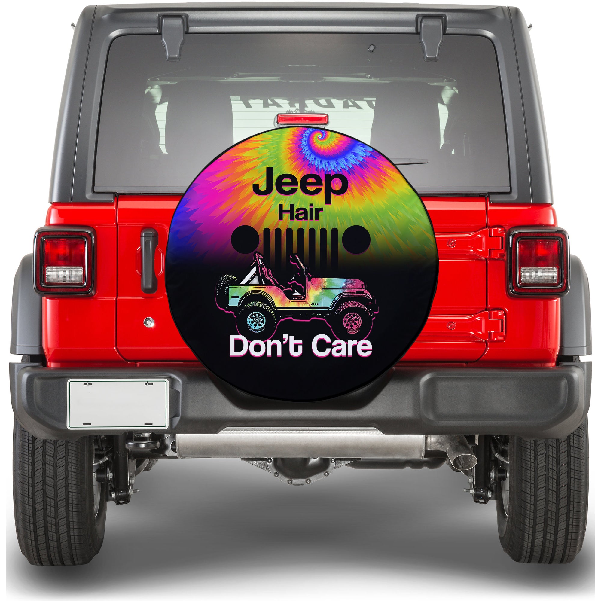 Jeep Hair Dont Care Spare Tire Cover Tie Dye Black Gradient Version LT14